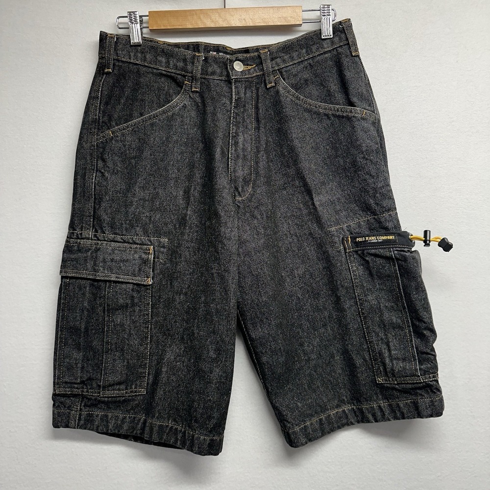 VTG Ralph Lauren Polo Jeans Co. Denim Jean Shorts Mens 30x12 Baggy Loose Bungee